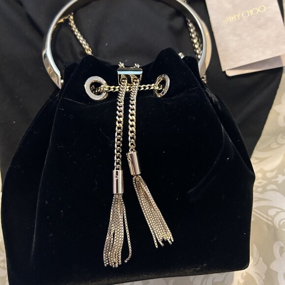 New Jimmy Choo Bon Bon Velvet Black Evening Bag NWT Gorgeous - Picture 2 of 4